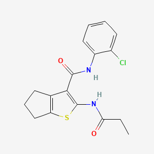molecular formula C17H17ClN2O2S B5571575 N-(2-chlorophenyl)-2-(propionylamino)-5,6-dihydro-4H-cyclopenta[b]thiophene-3-carboxamide 