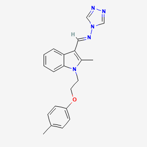 molecular formula C21H21N5O B5571587 N-({2-methyl-1-[2-(4-methylphenoxy)ethyl]-1H-indol-3-yl}methylene)-4H-1,2,4-triazol-4-amine 