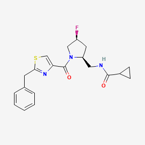 molecular formula C20H22FN3O2S B5571639 N-({(2S,4S)-1-[(2-benzyl-1,3-thiazol-4-yl)carbonyl]-4-fluoropyrrolidin-2-yl}methyl)cyclopropanecarboxamide 