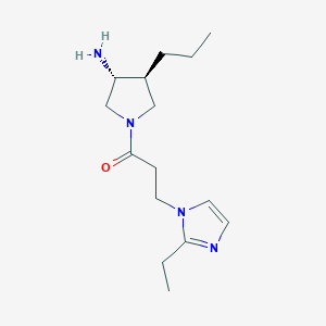 molecular formula C15H26N4O B5571646 (3R*,4S*)-1-[3-(2-ethyl-1H-imidazol-1-yl)propanoyl]-4-propylpyrrolidin-3-amine 