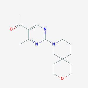 molecular formula C16H23N3O2 B5571653 1-[4-甲基-2-(9-氧杂-2-氮杂螺[5.5]十一环-2-基)嘧啶-5-基]乙酮 