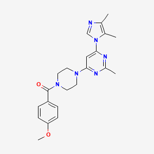 molecular formula C22H26N6O2 B5571656 4-(4,5-二甲基-1H-咪唑-1-基)-6-[4-(4-甲氧基苯甲酰)-1-哌嗪基]-2-甲基嘧啶 