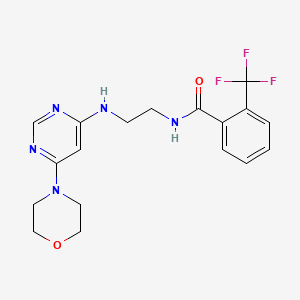 molecular formula C18H20F3N5O2 B5571681 N-(2-{[6-(4-morpholinyl)-4-pyrimidinyl]amino}ethyl)-2-(trifluoromethyl)benzamide 