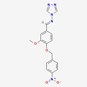 molecular formula C17H15N5O4 B5571707 N-{3-methoxy-4-[(4-nitrobenzyl)oxy]benzylidene}-4H-1,2,4-triazol-4-amine 