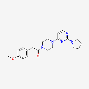 molecular formula C21H27N5O2 B5571720 4-{4-[(4-methoxyphenyl)acetyl]-1-piperazinyl}-2-(1-pyrrolidinyl)pyrimidine 