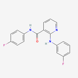 molecular formula C18H13F2N3O B5571762 N-(4-fluorophenyl)-2-[(3-fluorophenyl)amino]nicotinamide 