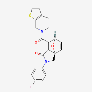 molecular formula C22H21FN2O3S B5571781 (3aR*,6S*)-2-(4-fluorophenyl)-N-methyl-N-[(3-methyl-2-thienyl)methyl]-1-oxo-1,2,3,6,7,7a-hexahydro-3a,6-epoxyisoindole-7-carboxamide 