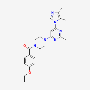 molecular formula C23H28N6O2 B5571791 4-(4,5-二甲基-1H-咪唑-1-基)-6-[4-(4-乙氧基苯甲酰)-1-哌嗪基]-2-甲基嘧啶 