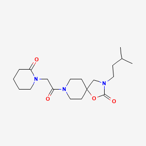 molecular formula C19H31N3O4 B5571807 3-(3-methylbutyl)-8-[(2-oxopiperidin-1-yl)acetyl]-1-oxa-3,8-diazaspiro[4.5]decan-2-one 