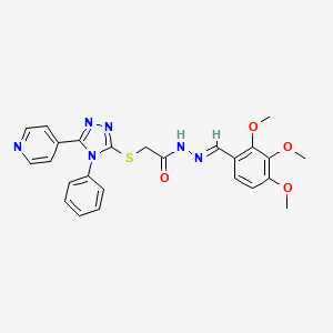 molecular formula C25H24N6O4S B5571821 2-{[4-phenyl-5-(4-pyridinyl)-4H-1,2,4-triazol-3-yl]thio}-N'-(2,3,4-trimethoxybenzylidene)acetohydrazide 