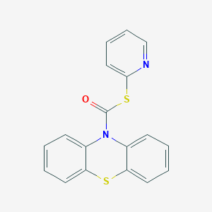 molecular formula C18H12N2OS2 B5571822 S-2-pyridinyl 10H-phenothiazine-10-carbothioate 