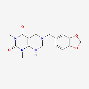 molecular formula C16H18N4O4 B5571850 6-(1,3-benzodioxol-5-ylmethyl)-1,3-dimethyl-5,6,7,8-tetrahydropyrimido[4,5-d]pyrimidine-2,4(1H,3H)-dione 