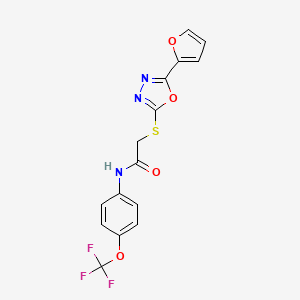 molecular formula C15H10F3N3O4S B5571851 2-{[5-(2-呋喃基)-1,3,4-恶二唑-2-基]硫代}-N-[4-(三氟甲氧基)苯基]乙酰胺 