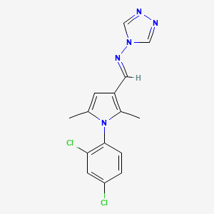 molecular formula C15H13Cl2N5 B5571854 N-{[1-(2,4-dichlorophenyl)-2,5-dimethyl-1H-pyrrol-3-yl]methylene}-4H-1,2,4-triazol-4-amine 