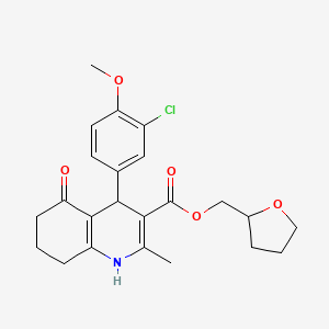 molecular formula C23H26ClNO5 B5571855 tetrahydro-2-furanylmethyl 4-(3-chloro-4-methoxyphenyl)-2-methyl-5-oxo-1,4,5,6,7,8-hexahydro-3-quinolinecarboxylate 