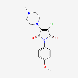 molecular formula C16H18ClN3O3 B5571862 3-chloro-1-(4-methoxyphenyl)-4-(4-methyl-1-piperazinyl)-1H-pyrrole-2,5-dione 