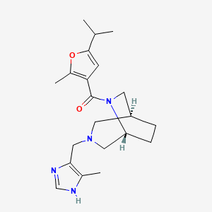 molecular formula C21H30N4O2 B5571874 (1S*,5R*)-6-(5-isopropyl-2-methyl-3-furoyl)-3-[(4-methyl-1H-imidazol-5-yl)methyl]-3,6-diazabicyclo[3.2.2]nonane 