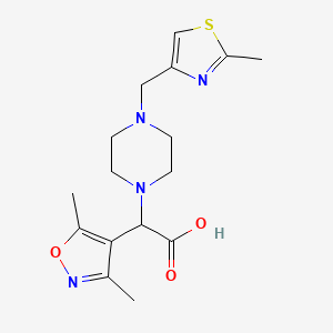 molecular formula C16H22N4O3S B5571876 (3,5-二甲基异恶唑-4-基){4-[(2-甲基-1,3-噻唑-4-基)甲基]哌嗪-1-基}乙酸 