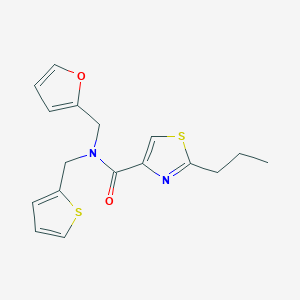 molecular formula C17H18N2O2S2 B5571883 N-(2-furylmethyl)-2-propyl-N-(2-thienylmethyl)-1,3-thiazole-4-carboxamide 
