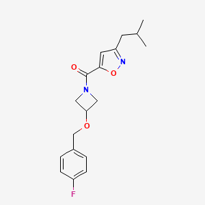 molecular formula C18H21FN2O3 B5571898 5-({3-[(4-氟苄基)氧基]-1-氮杂环丁基}羰基)-3-异丁基异噁唑 