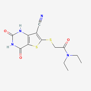 molecular formula C13H14N4O3S2 B5571909 2-[(7-cyano-4-hydroxy-2-oxo-1,2-dihydrothieno[3,2-d]pyrimidin-6-yl)thio]-N,N-diethylacetamide 