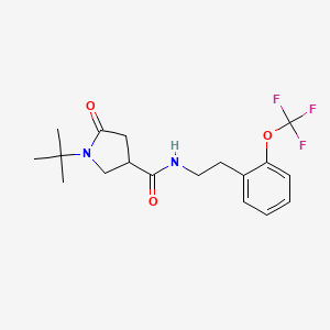 molecular formula C18H23F3N2O3 B5571971 1-tert-butyl-5-oxo-N-{2-[2-(trifluoromethoxy)phenyl]ethyl}-3-pyrrolidinecarboxamide 