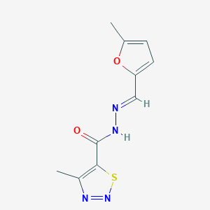 molecular formula C10H10N4O2S B5572006 4-methyl-N'-[(5-methyl-2-furyl)methylene]-1,2,3-thiadiazole-5-carbohydrazide 