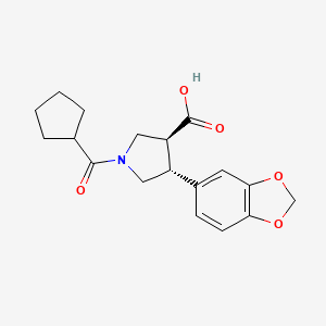 molecular formula C18H21NO5 B5572021 (3S*,4R*)-4-(1,3-benzodioxol-5-yl)-1-(cyclopentylcarbonyl)pyrrolidine-3-carboxylic acid 
