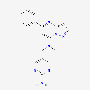 molecular formula C18H17N7 B5572025 N-[(2-aminopyrimidin-5-yl)methyl]-N-methyl-5-phenylpyrazolo[1,5-a]pyrimidin-7-amine 