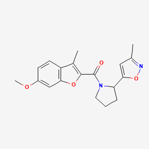 molecular formula C19H20N2O4 B5572050 5-{1-[(6-methoxy-3-methyl-1-benzofuran-2-yl)carbonyl]-2-pyrrolidinyl}-3-methylisoxazole 