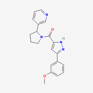 molecular formula C20H20N4O2 B5572058 3-(1-{[3-(3-methoxyphenyl)-1H-pyrazol-5-yl]carbonyl}-2-pyrrolidinyl)pyridine 