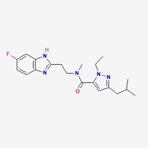 molecular formula C20H26FN5O B5572061 1-乙基-N-[2-(5-氟-1H-苯并咪唑-2-基)乙基]-3-异丁基-N-甲基-1H-吡唑-5-甲酰胺 