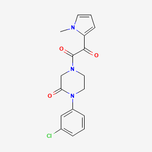 molecular formula C17H16ClN3O3 B5572097 1-(3-氯苯基)-4-[(1-甲基-1H-吡咯-2-基)(氧代)乙酰]-2-哌嗪酮 