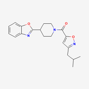 molecular formula C20H23N3O3 B5572099 2-{1-[(3-isobutyl-5-isoxazolyl)carbonyl]-4-piperidinyl}-1,3-benzoxazole 