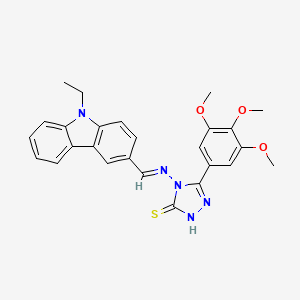 molecular formula C26H25N5O3S B5572119 4-{[(9-乙基-9H-咔唑-3-基)亚甲基]氨基}-5-(3,4,5-三甲氧基苯基)-4H-1,2,4-三唑-3-硫醇 