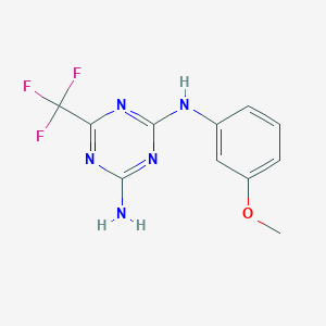 molecular formula C11H10F3N5O B5572124 N-(3-甲氧基苯基)-6-(三氟甲基)-1,3,5-三嗪-2,4-二胺 
