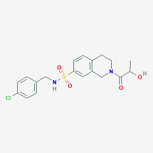 molecular formula C19H21ClN2O4S B5572137 N-(4-chlorobenzyl)-2-lactoyl-1,2,3,4-tetrahydroisoquinoline-7-sulfonamide 