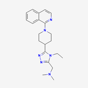 molecular formula C21H28N6 B5572185 1-[4-乙基-5-(1-异喹啉-1-基哌啶-4-基)-4H-1,2,4-三唑-3-基]-N,N-二甲基甲胺 