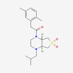 molecular formula C20H30N2O3S B5572290 (4aS*,7aR*)-1-[(2,5-二甲苯基)乙酰基]-4-异丁基八氢噻吩并[3,4-b]吡嗪 6,6-二氧化物 
