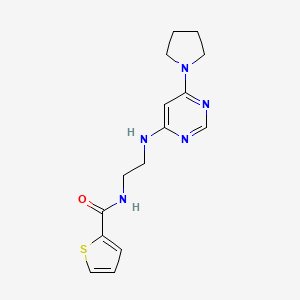 molecular formula C15H19N5OS B5572291 N-(2-{[6-(1-pyrrolidinyl)-4-pyrimidinyl]amino}ethyl)-2-thiophenecarboxamide 