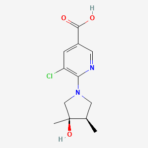molecular formula C12H15ClN2O3 B5572322 5-氯-6-[(3R*,4R*)-3-羟基-3,4-二甲基-1-吡咯烷基]烟酸 