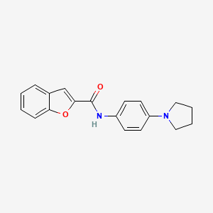 molecular formula C19H18N2O2 B5572334 N-[4-(1-pyrrolidinyl)phenyl]-1-benzofuran-2-carboxamide 