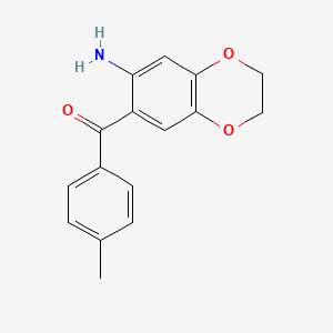 molecular formula C16H15NO3 B5572342 （7-氨基-2,3-二氢-1,4-苯二噁英-6-基）（4-甲基苯基）甲酮 