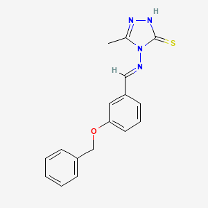 molecular formula C17H16N4OS B5572392 4-{[3-(苄氧基)亚苄基]氨基}-5-甲基-4H-1,2,4-三唑-3-硫醇 