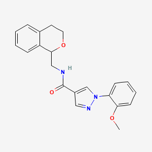 molecular formula C21H21N3O3 B5572409 N-(3,4-dihydro-1H-isochromen-1-ylmethyl)-1-(2-methoxyphenyl)-1H-pyrazole-4-carboxamide 