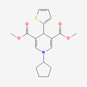 molecular formula C18H21NO4S B5572418 1-环戊基-4-(2-噻吩基)-1,4-二氢-3,5-吡啶二甲酸二甲酯 