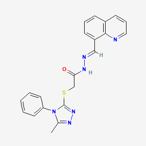 molecular formula C21H18N6OS B5572504 2-[(5-甲基-4-苯基-4H-1,2,4-三唑-3-基)硫]-N'-(8-喹啉甲亚甲基)乙酰肼 