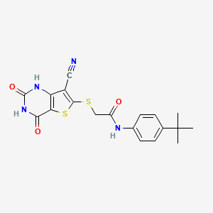 molecular formula C19H18N4O3S2 B5572576 N-(4-tert-butylphenyl)-2-[(7-cyano-4-hydroxy-2-oxo-1,2-dihydrothieno[3,2-d]pyrimidin-6-yl)thio]acetamide 