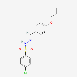 molecular formula C16H17ClN2O3S B5572590 4-chloro-N'-(4-propoxybenzylidene)benzenesulfonohydrazide 
