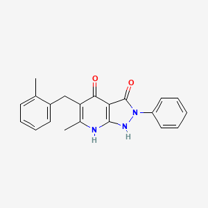 molecular formula C21H19N3O2 B5572637 6-甲基-5-(2-甲基苄基)-2-苯基-1H-吡唑并[3,4-b]吡啶-3,4(2H,7H)-二酮 
